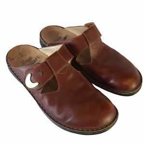 Finn Comfort Brown Leather Mules/Clogs-German